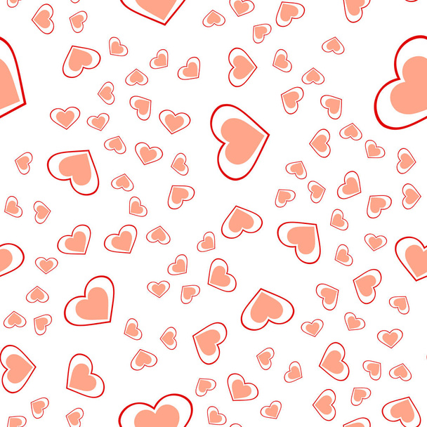 Vector seamless abstract pattern. Pink hearts on white background - Vector, Imagen
