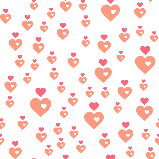 Vector seamless abstract pattern. Pink hearts on white background - Wektor, obraz
