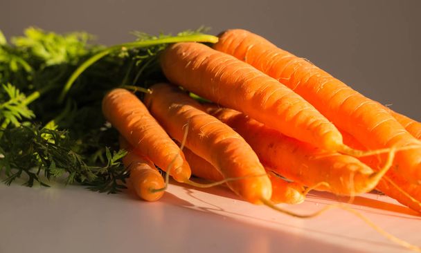 Свіжа морква з листям, на білому тлі
 - Фото, зображення