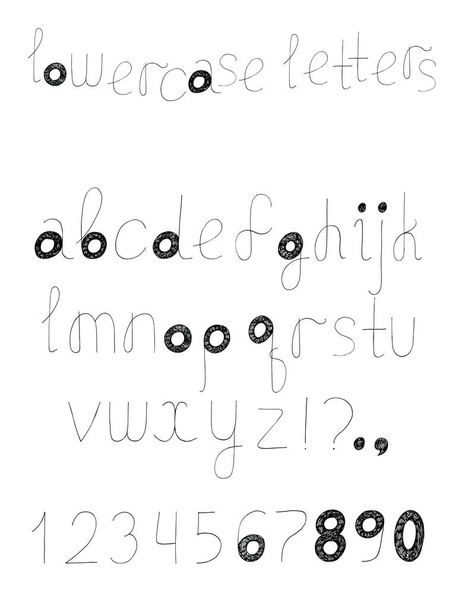 Vector set with alphabet letters sequence from A to Z. Hand drawn english font design, decorated with hatch. - Vektori, kuva