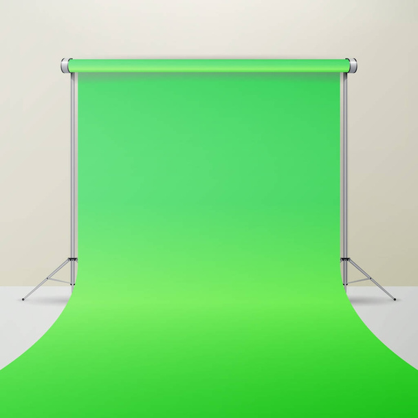 Zöld Hromakey vektor. Valósághű 3D-s sablon mintája fel. Elszigetelt illusztráció. - Vektor, kép
