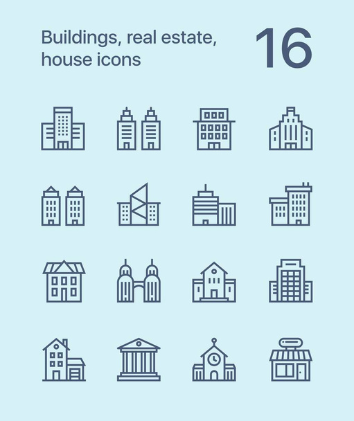Очертания Здания, недвижимость, иконки домов для веб и мобильного дизайна 1
 - Вектор,изображение