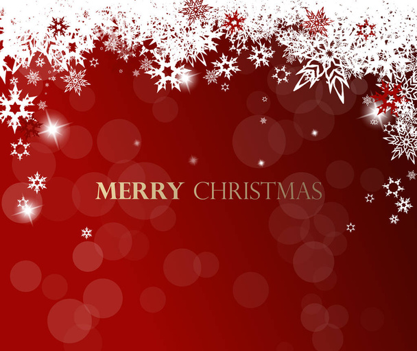 Christmas background with white snowflakes and golden Merry Chri - Vetor, Imagem