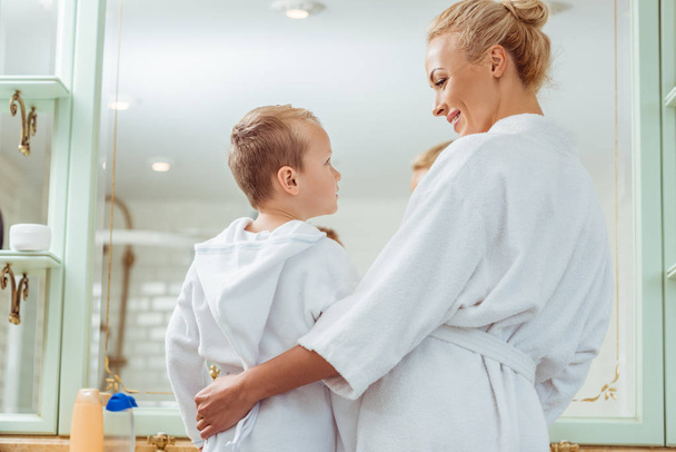 mother and little son in bathroom - Photo, image