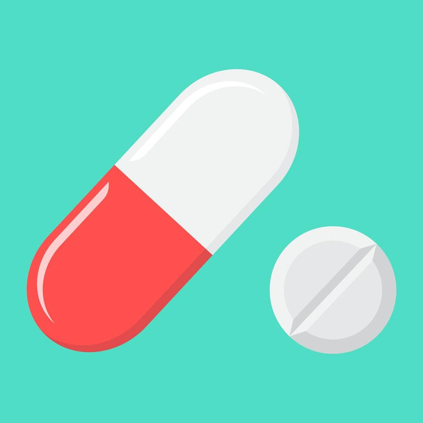 Tabletták lapos ikon, orvostudomány és egészségügy, gyógyszer - Vektor, kép