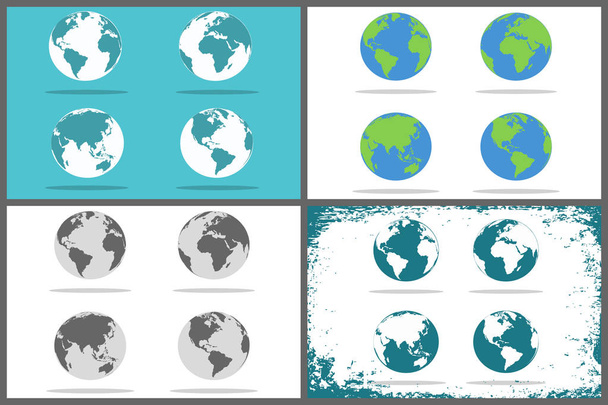 Un grande set di icone del pianeta Terra. Icona del pianeta Terra piatto. Illustrazione vettoriale di design piatto per banner web, web e mobile, infografica
. - Vettoriali, immagini