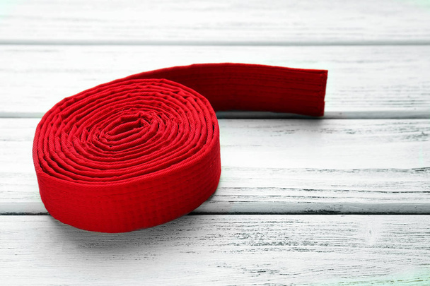 Red karate belt  - Foto, imagen