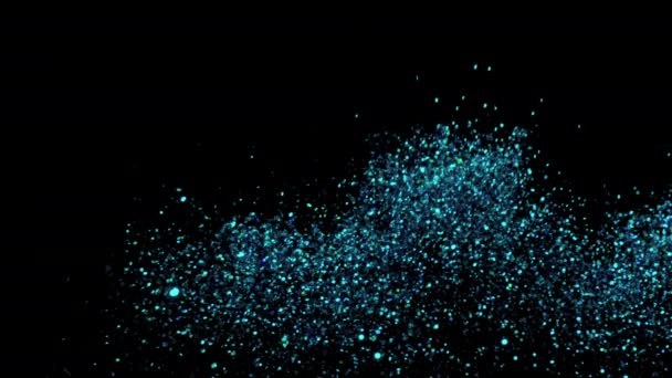 Realistische Glitter exploderen op zwarte achtergrond. - Video