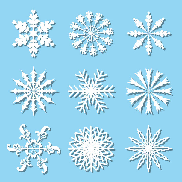 set witte sneeuwvlokken - Vector, afbeelding