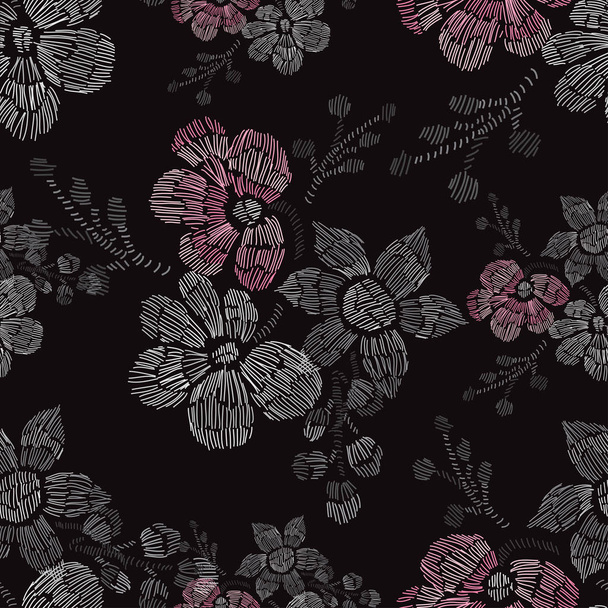 embroidery floral seamless pattern - Вектор, зображення
