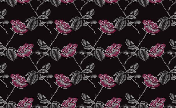 embroidery floral seamless pattern - Vektör, Görsel