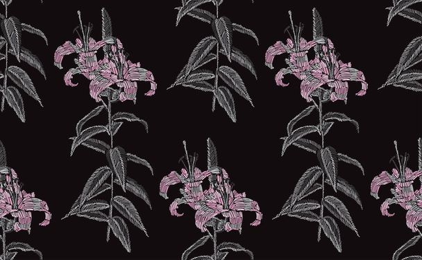 embroidery floral seamless pattern - Vektor, Bild