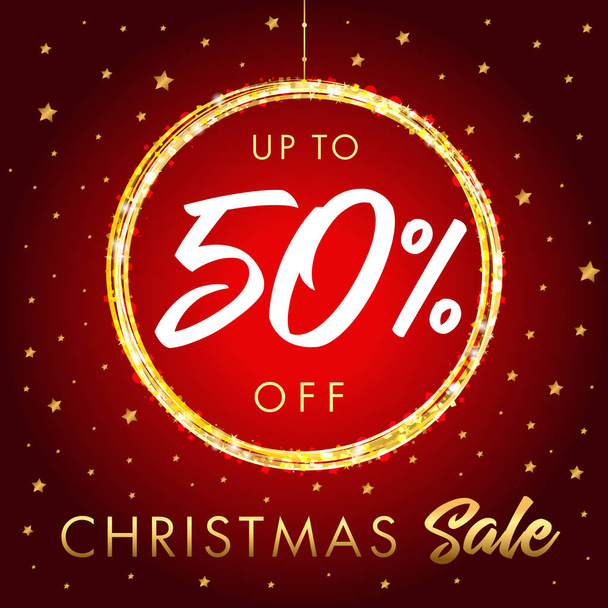 Christmas Sale up to 50 off star banner - Vector, Image