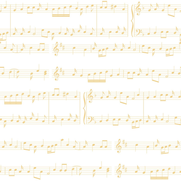vector background - white and beige seamless pattern with music notes - Vector, Image