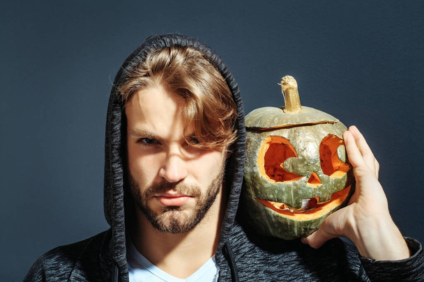 sexy halloween man with pumpkin - Foto, Bild