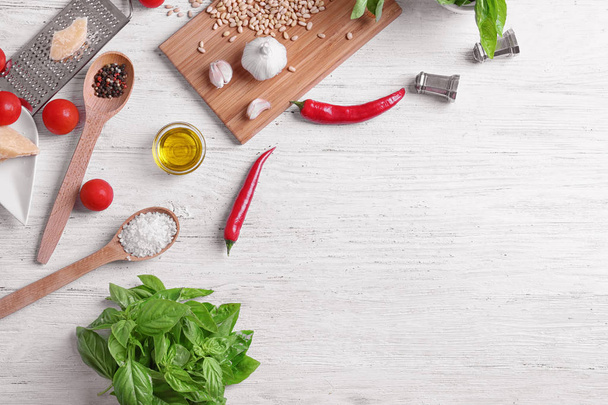 Ingredients for basil pesto sauce  - Фото, зображення