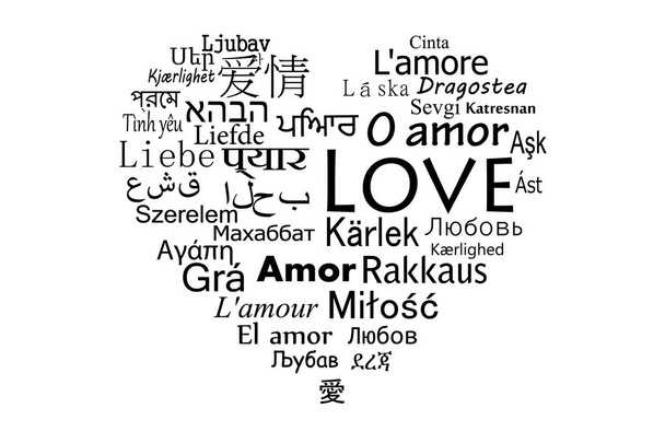 The word love for the most popular languages in the world - Διάνυσμα, εικόνα