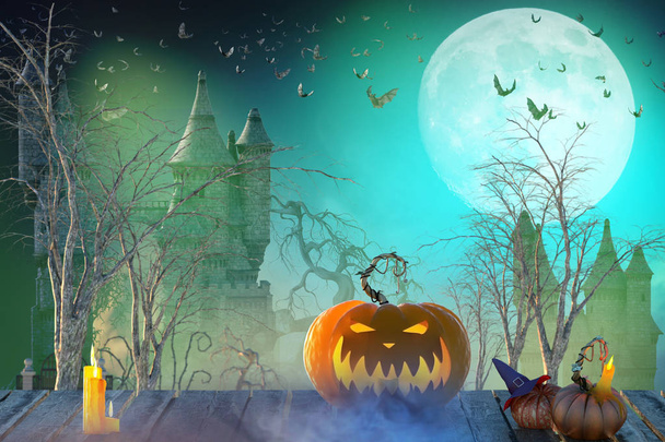 Illustration 3D du fond de Pumpkinhead sur Halloween
 - Photo, image