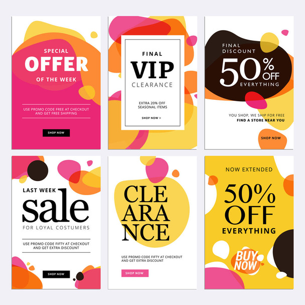 Black Friday sale banners. Set of social media web banners for shopping, sale, product promotion, clearance sale - Vector, Image