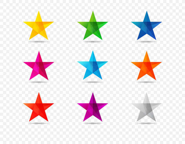 Stars colored shape icons isolated on transparent background - Vector, Image