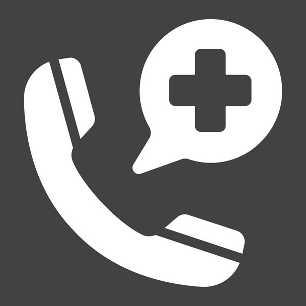 Γλυφή εικονίδιο κλήση έκτακτης ανάγκης, την ιατρική και υγειονομική περίθαλψη - Διάνυσμα, εικόνα