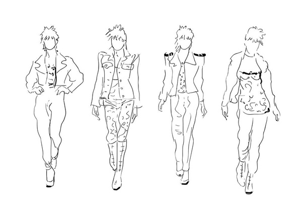 Punk Sketched Fashion Models - Vector, Image