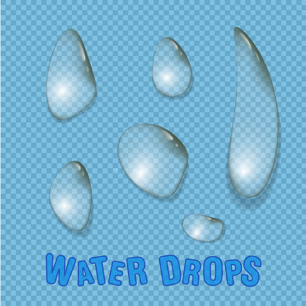 Water drops realistic isolated vector. Transparent water drops surface. - Vector, Image