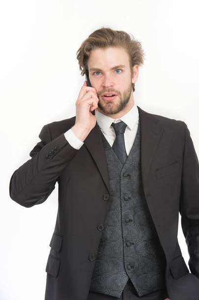 Businessman or ceo in black jacket. - Fotoğraf, Görsel