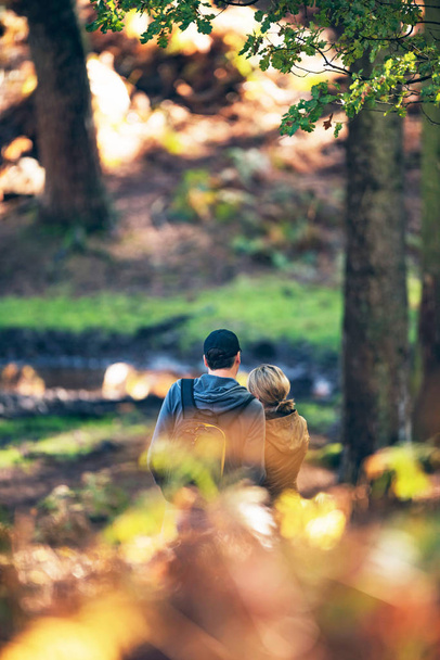 Sonbahar ormandaki Romantik Çift  - Fotoğraf, Görsel