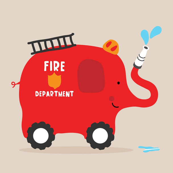 An Elephant firetruck vector illustration - Vector, afbeelding