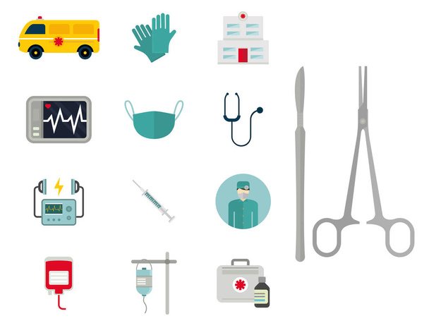 Karetka ikony wektorowe medycyna zdrowie pogotowie pilne apteka pigułka wsparcie sanitariusz leczenie - Wektor, obraz
