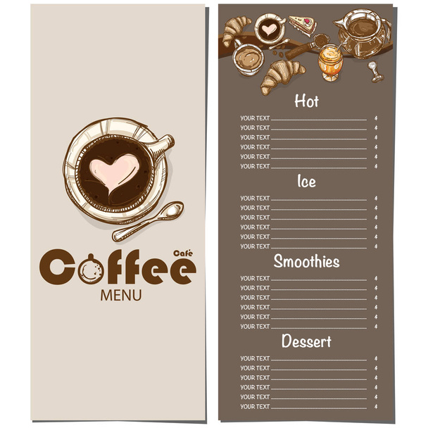 menu kawiarnia restauracja szablon projekt ręka graficzny - Wektor, obraz