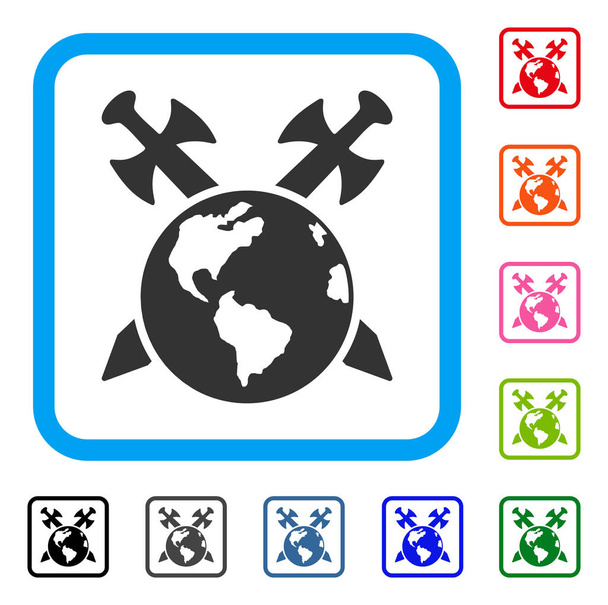Earth Swords Framed Icon - Vector, Image
