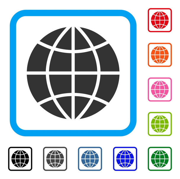 Planet Globe Framed Icon - Vektor, Bild