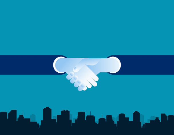 Business people shaking hands on a background of  city. Concept  - Vector, Image