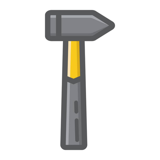 Icono de contorno lleno de martillo, construir y reparar
 - Vector, imagen