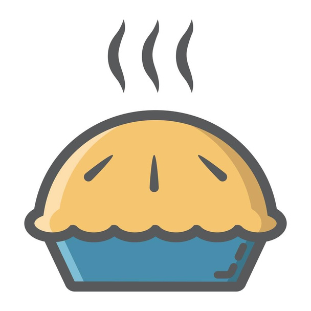 Hot pie filled outline icon, food and drink - Vector, afbeelding