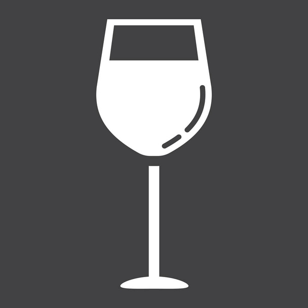 Εικονίδιο γλύφου ποτήρι κρασιού, φαγητό και ποτό, αλκοόλ - Διάνυσμα, εικόνα