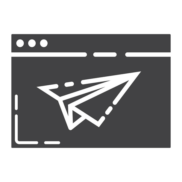 Landing Page glyph pictogram, seo en ontwikkeling - Vector, afbeelding