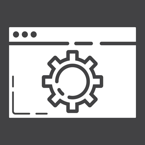 Web optimization glyph icon, seo and development - Vector, Image
