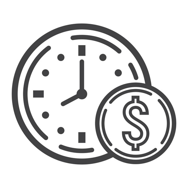 Time Is Money line kuvake, liiketoiminta ja rahoitus
 - Vektori, kuva