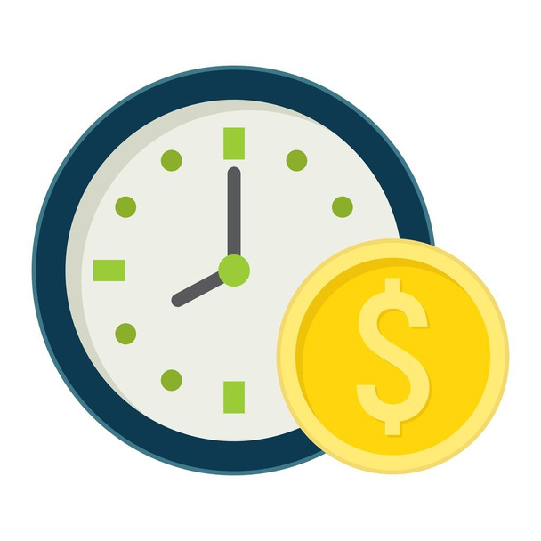 Time Is Money плоский значок, бізнес і фінанси
 - Вектор, зображення