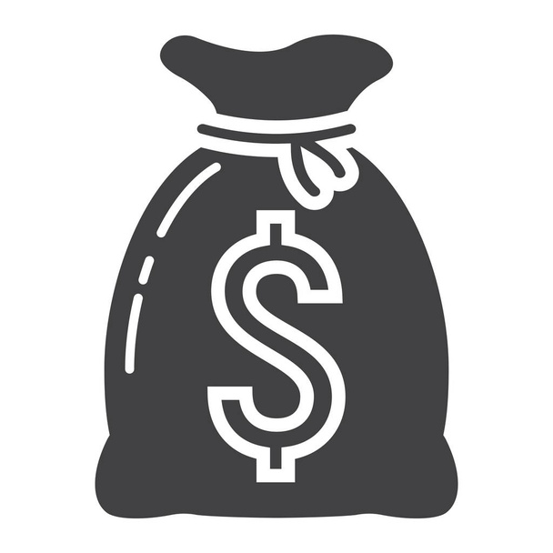 Saco de dinheiro ícone glifo, negócios e finanças
 - Vetor, Imagem