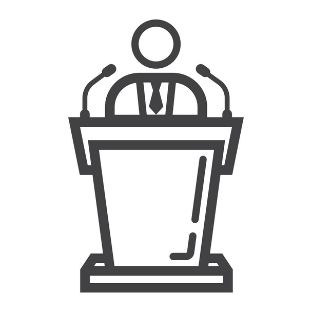 Speaker line icon, business and tribune, - Vector, Image
