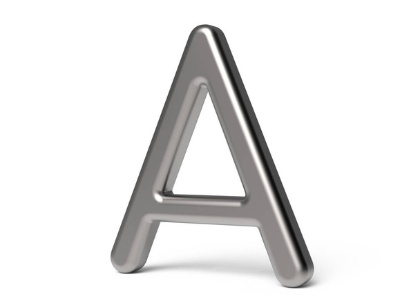 3D render metallic alphabet A - Φωτογραφία, εικόνα