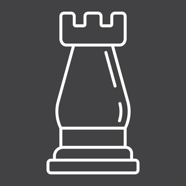 Strategic plan line icon, business and rook chess - Vector, Image