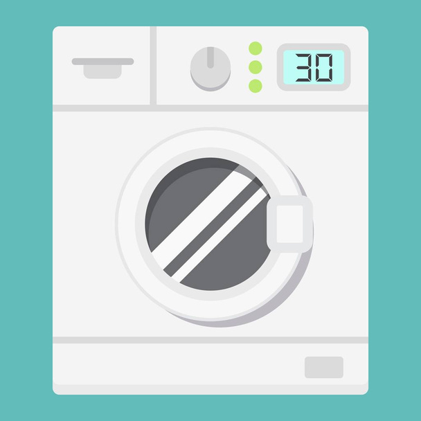 Washing machine flat icon, household and appliance - Vector, Image