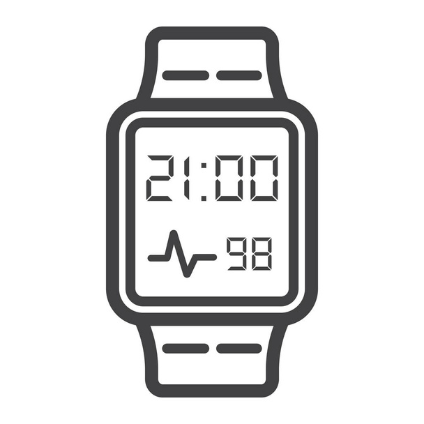 Έξυπνο ρολόι εικονίδιο γραμμή, gadget και συσκευής - Διάνυσμα, εικόνα