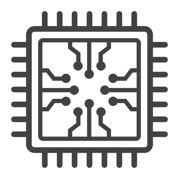 Chip line icon, circuit board and cpu - Vector, Image