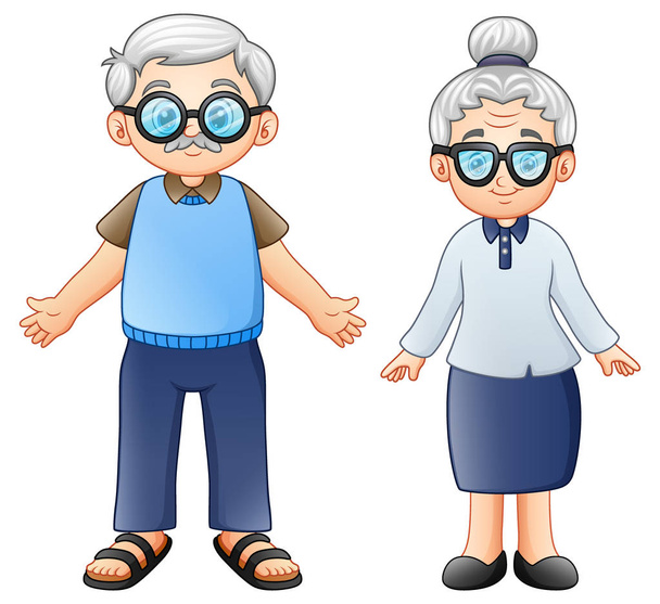 Cartoon bejaarde echtpaar - Vector, afbeelding